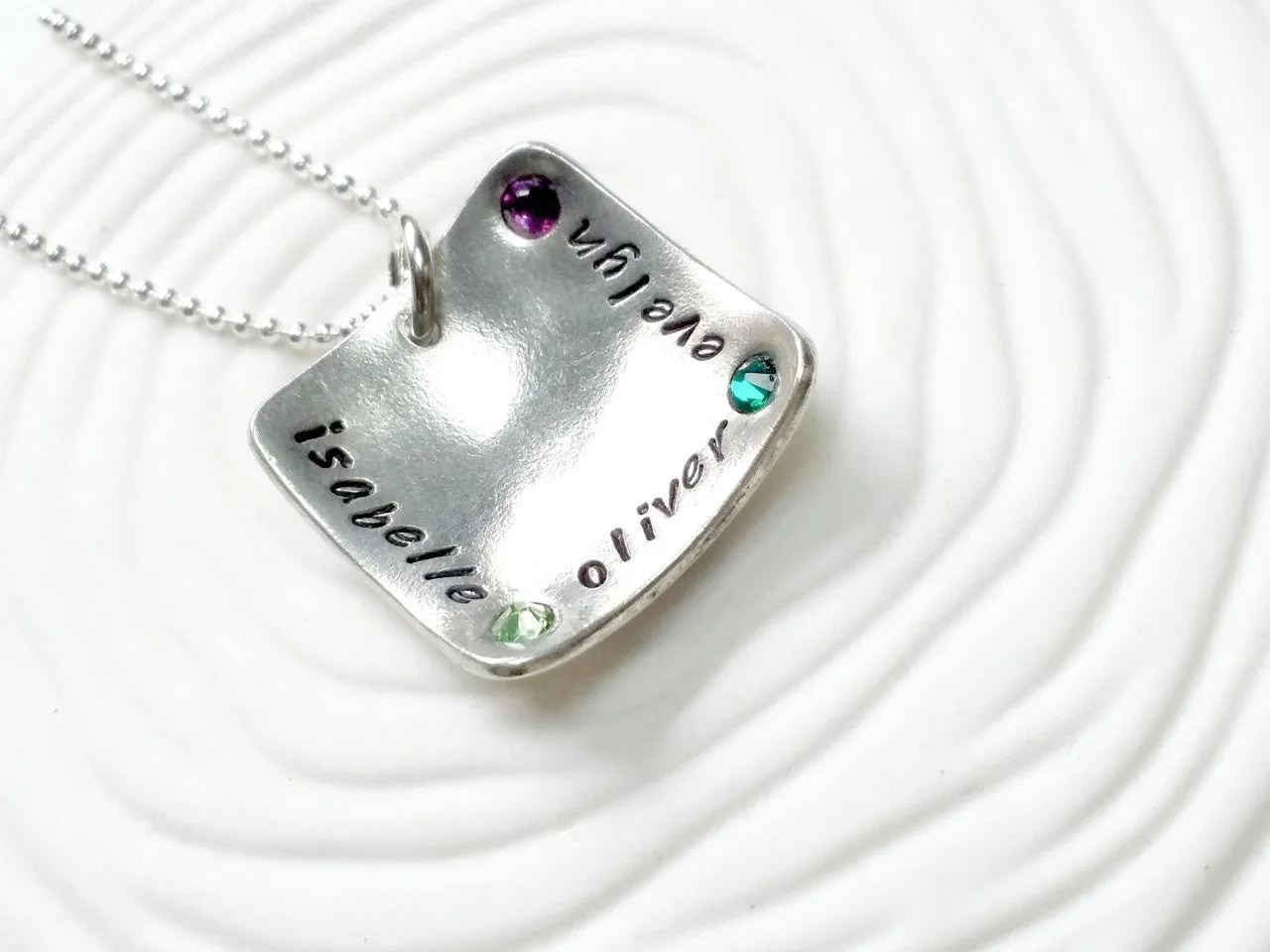 Modern Square Mother's Necklace | Birthstone Name Necklace