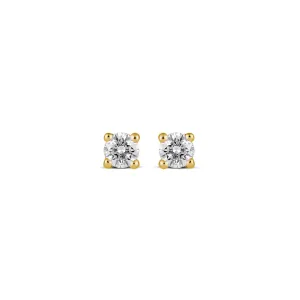 Modest 9CT Yellow Gold 4-Claw Diamond Earrings