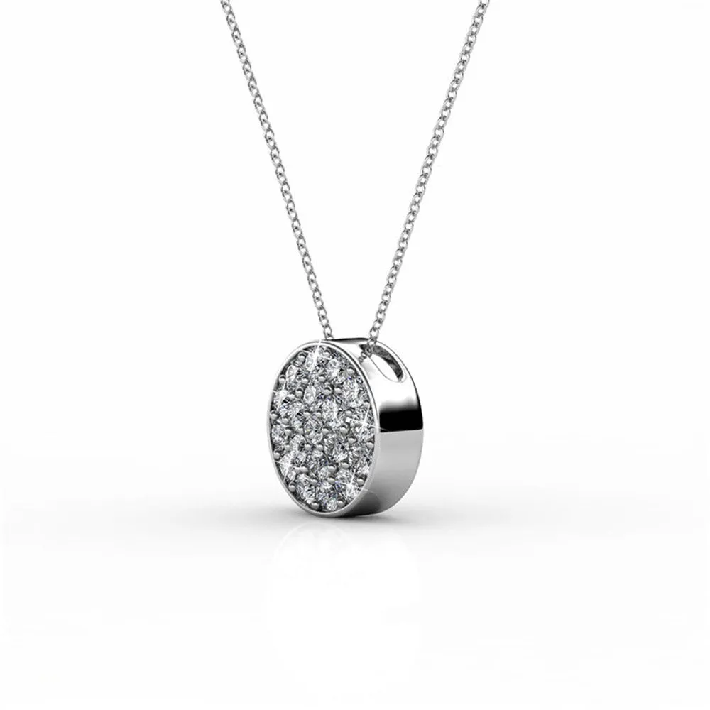 Nelly 18k White Gold Plated Pave Pendant Necklace with Crystals