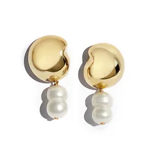 Nicola Pearl Studs - Gold