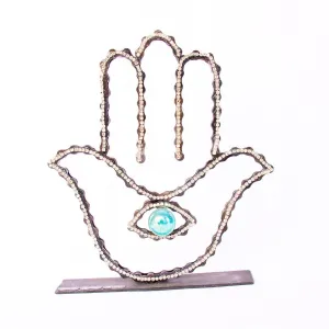 On A Stand Shimmering Hamsa Sculpture