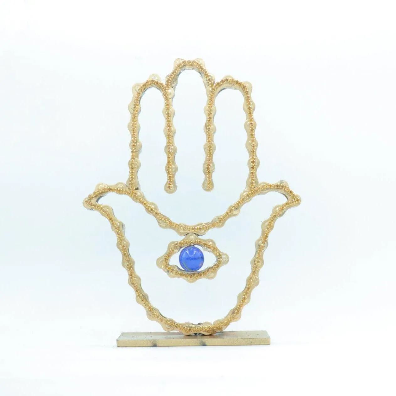 On A Stand Shimmering Hamsa Sculpture