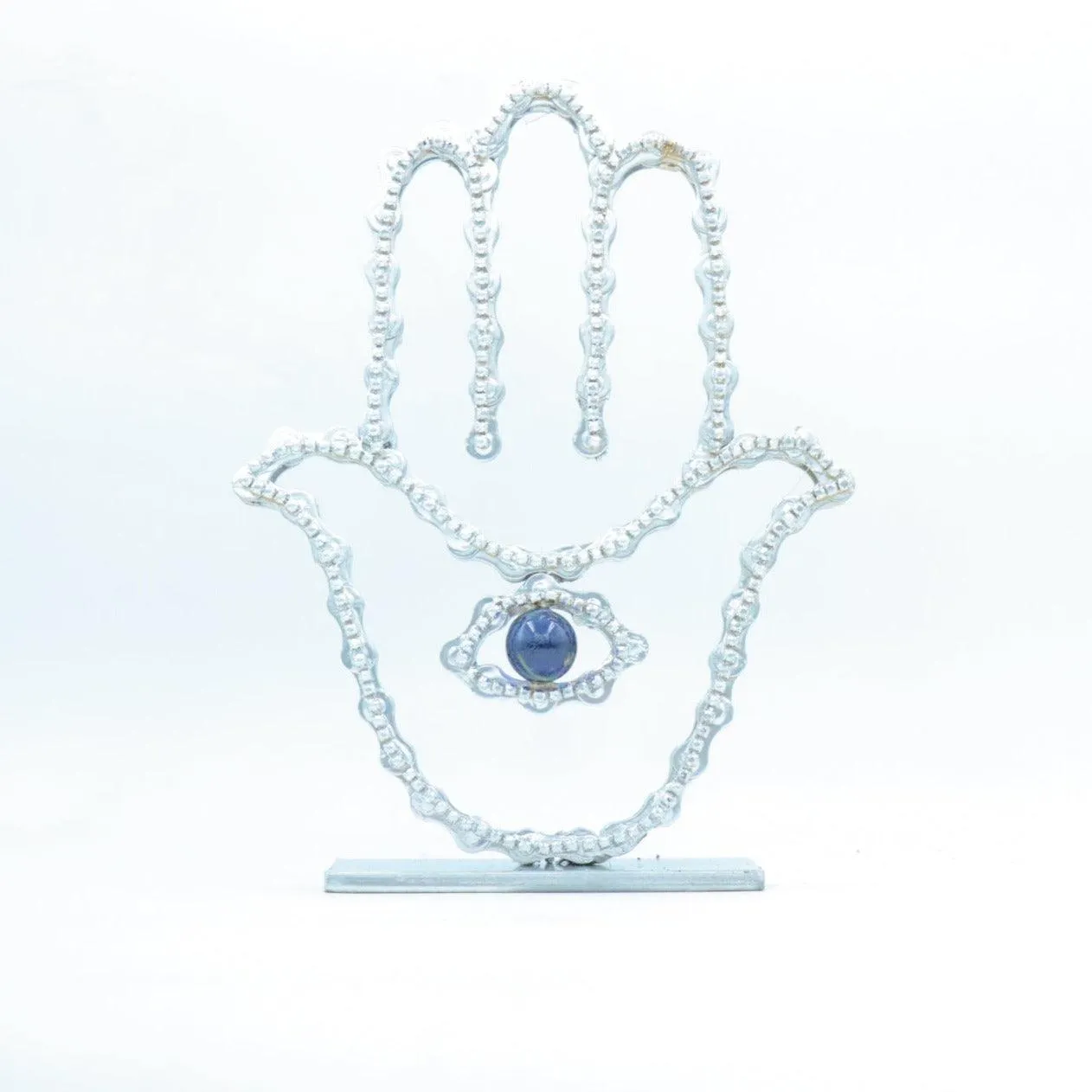 On A Stand Shimmering Hamsa Sculpture