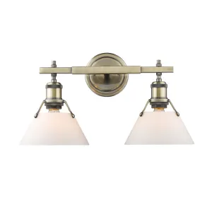 Orwell 2-Light Bath Vanity in Aged Brass with Aged Brass Shades