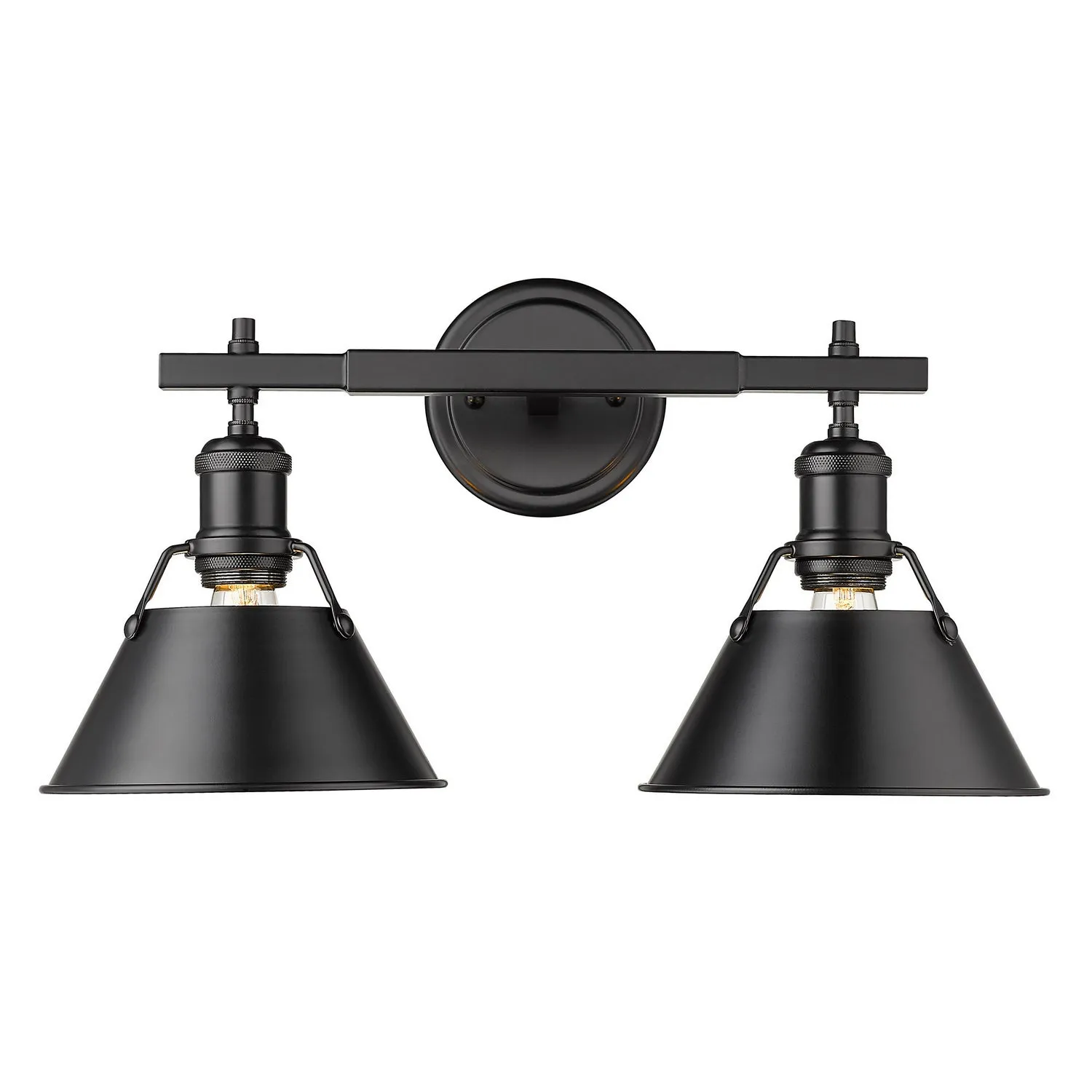 Orwell 2-Light Bath Vanity in Matte Black with Matte Black Shades