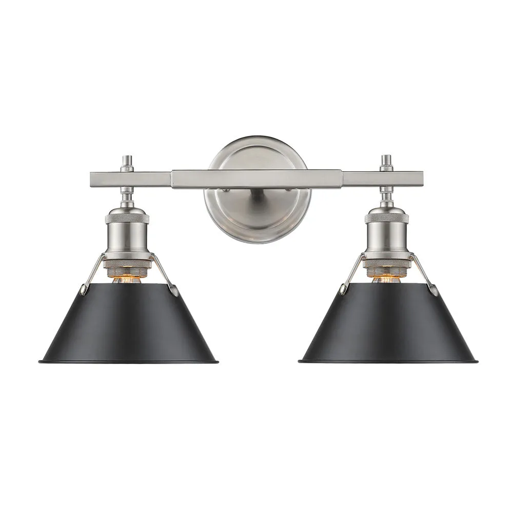 Orwell 2-Light Bath Vanity in Pewter with Black Shades