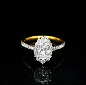 Oval-Cut Lab Diamond Flower Ring