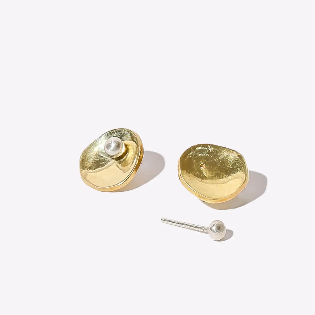 Oyster Convertible Earrings - Brass   Sterling