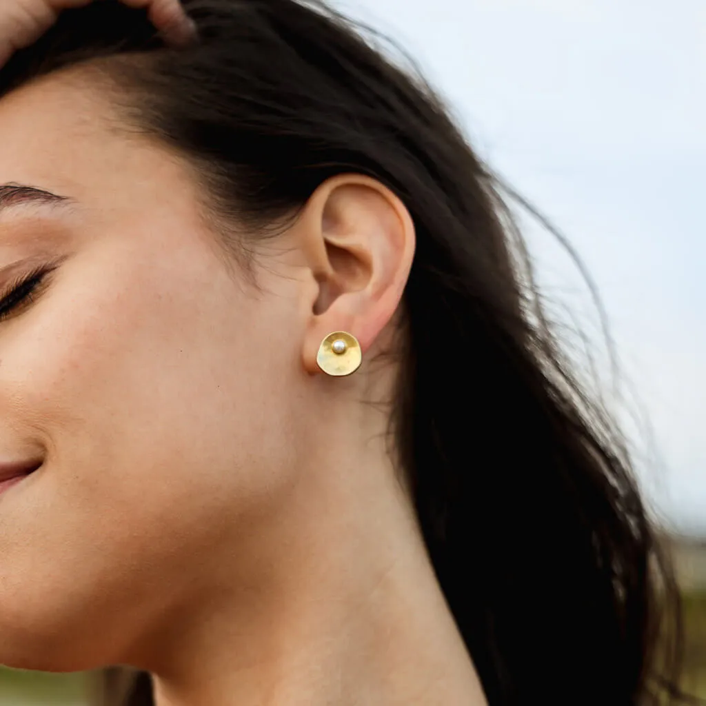 Oyster Convertible Earrings - Brass   Sterling