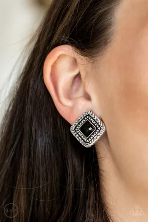 Paparazzi Earring ~ Fashion Square - Black