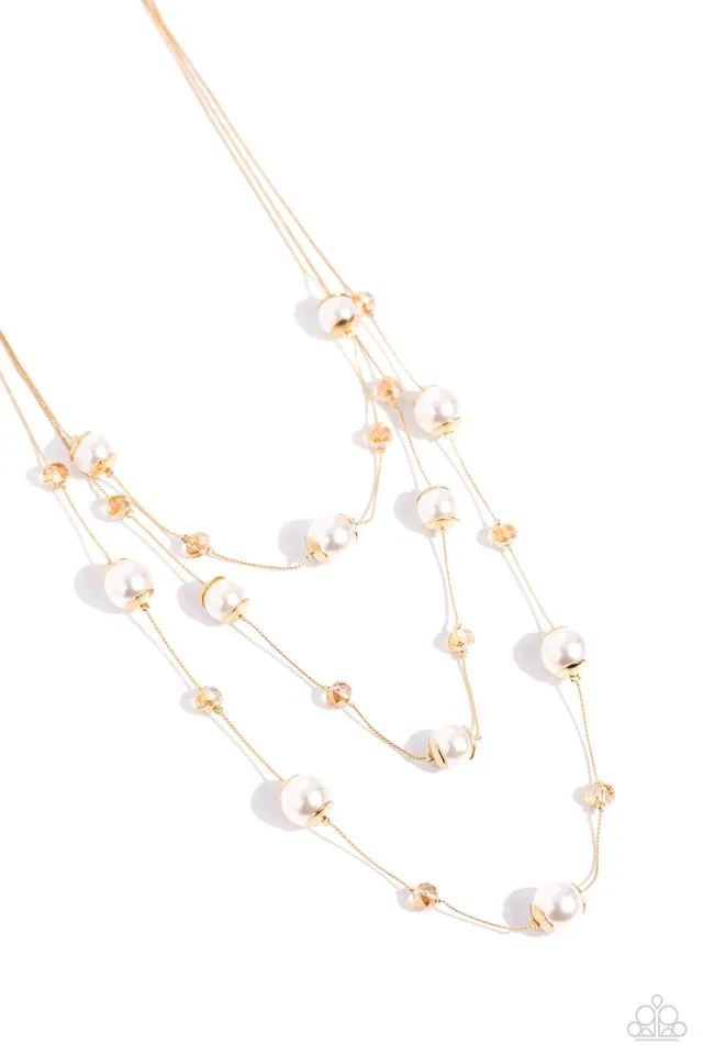 Paparazzi Necklace ~ Glistening Gamut - Gold