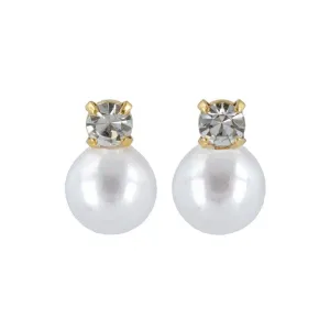 Pearl and Stone 18K Gold Post Earrings