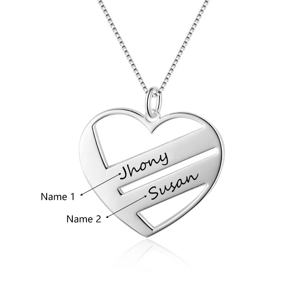 Personalized 2 Name Heart Pendant