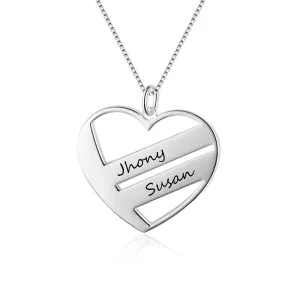 Personalized 2 Name Heart Pendant