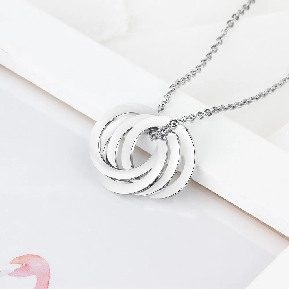 Personalized 4 Names Circle Necklace