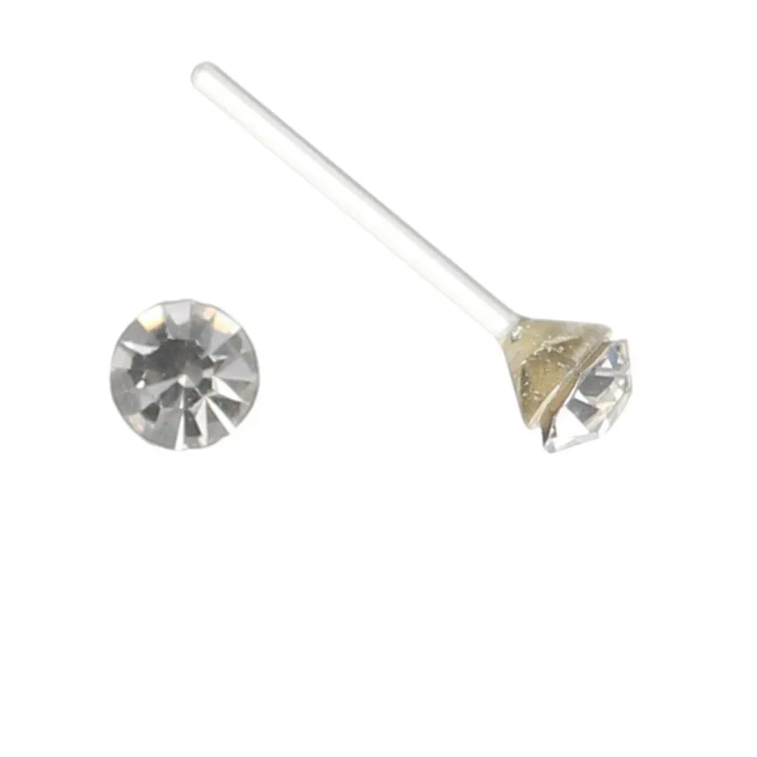 Petite Faux Diamond Studs Hypoallergenic Earrings for Sensitive Ears Made with Plastic Posts