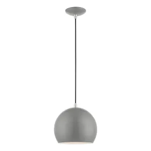 Piedmont 1-Light Pendant in Shiny Light Gray with Polished Chrome