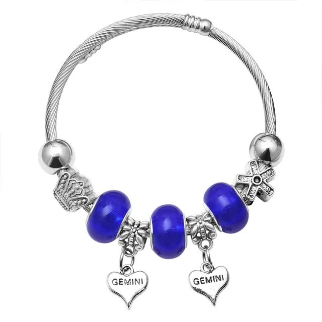 Pink Crystal Charm Silver Color Bracelets & Bangles for Women Murano Beads Silver Plated Bracelet Jewelry