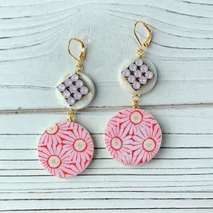 Pink Daisy Drop Earrings