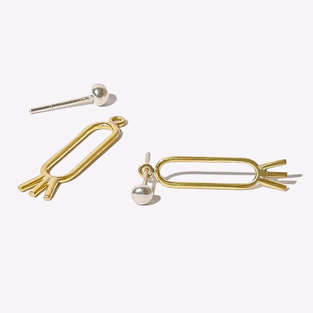 Piper Convertible Earrings - Brass   Sterling