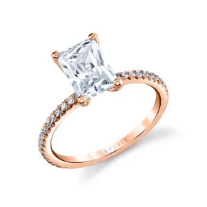 Radiant Cut Classic Engagement Ring - Adorlee 14k Gold Rose