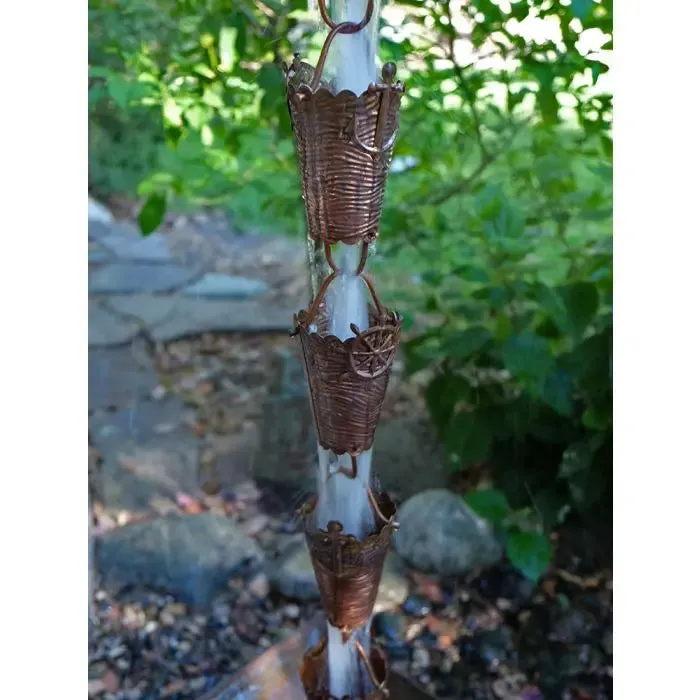 Rain Chain Nautical Cups Pure Unfinished Copper