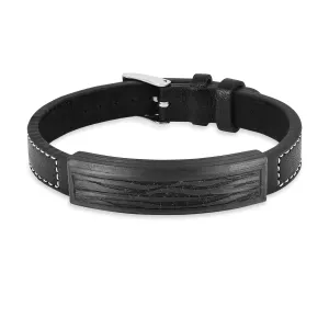 Real Black Leather Bracelet for Men