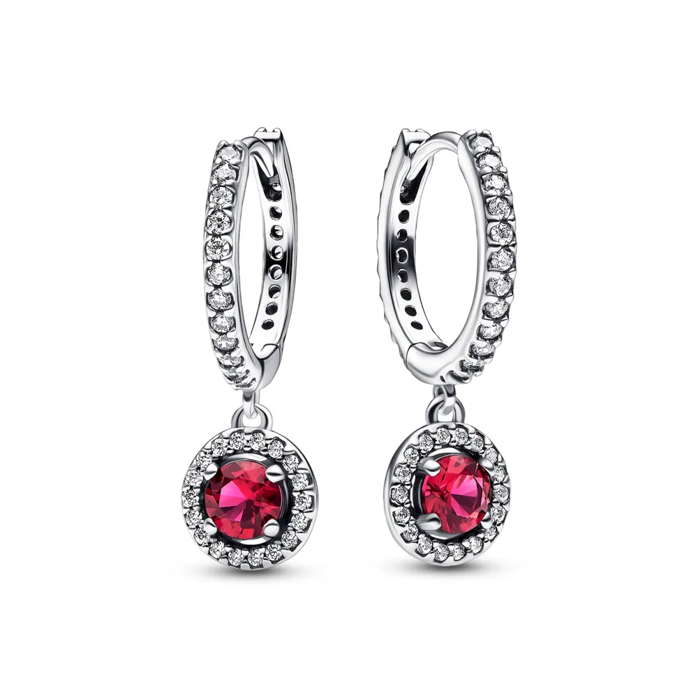 Red Round Sparkling Hoop Earrings