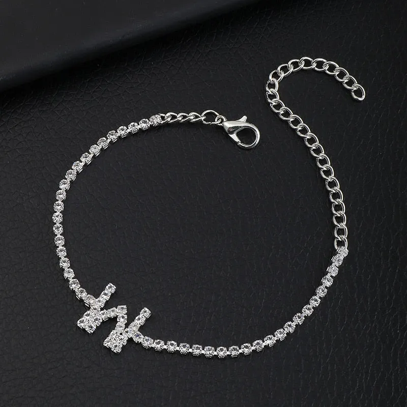 Rhinestone Initial Bracelet