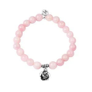 Rose | Stone Beaded Charm Bracelet | Rose Quartz