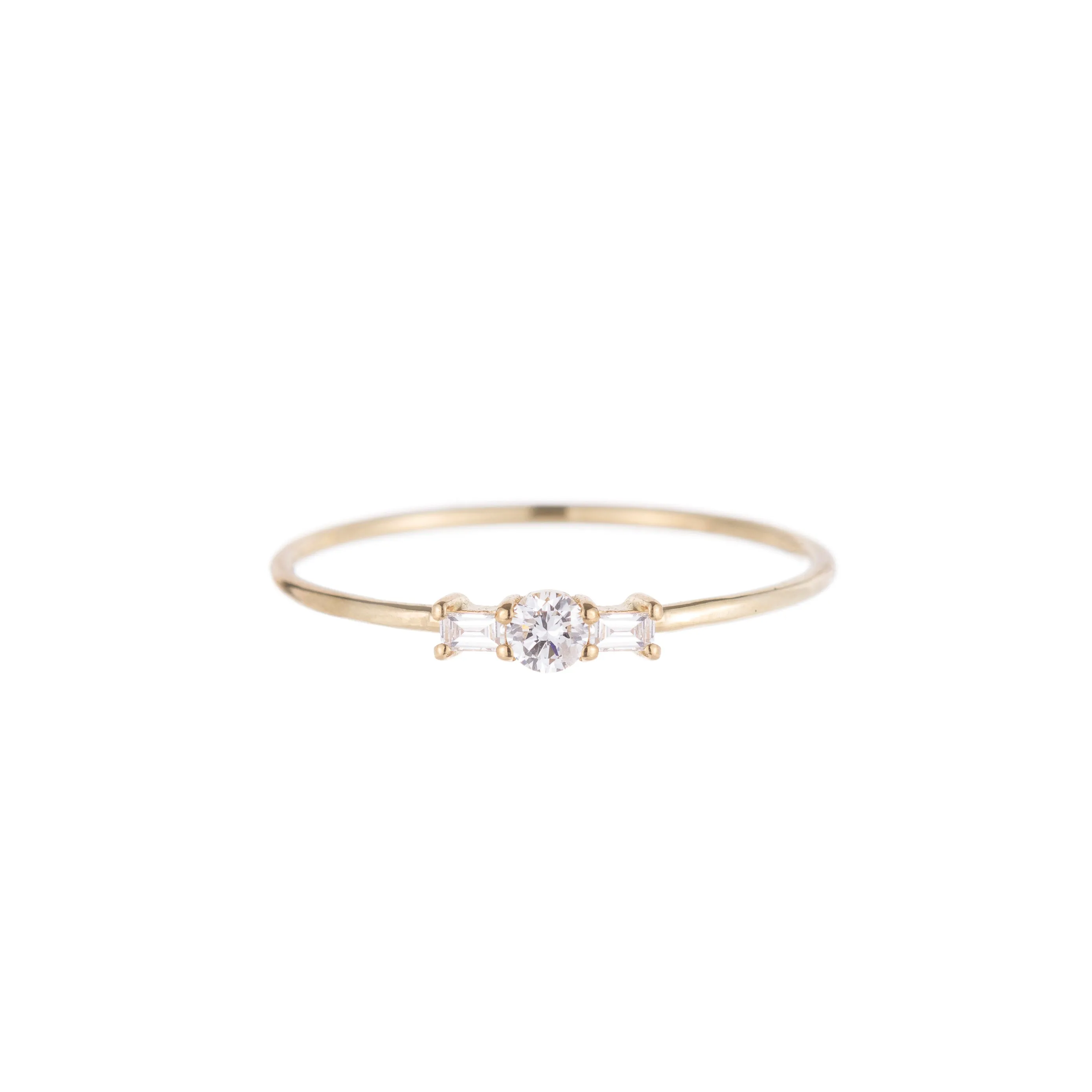 Round Diamond Baguette Whisper Ring