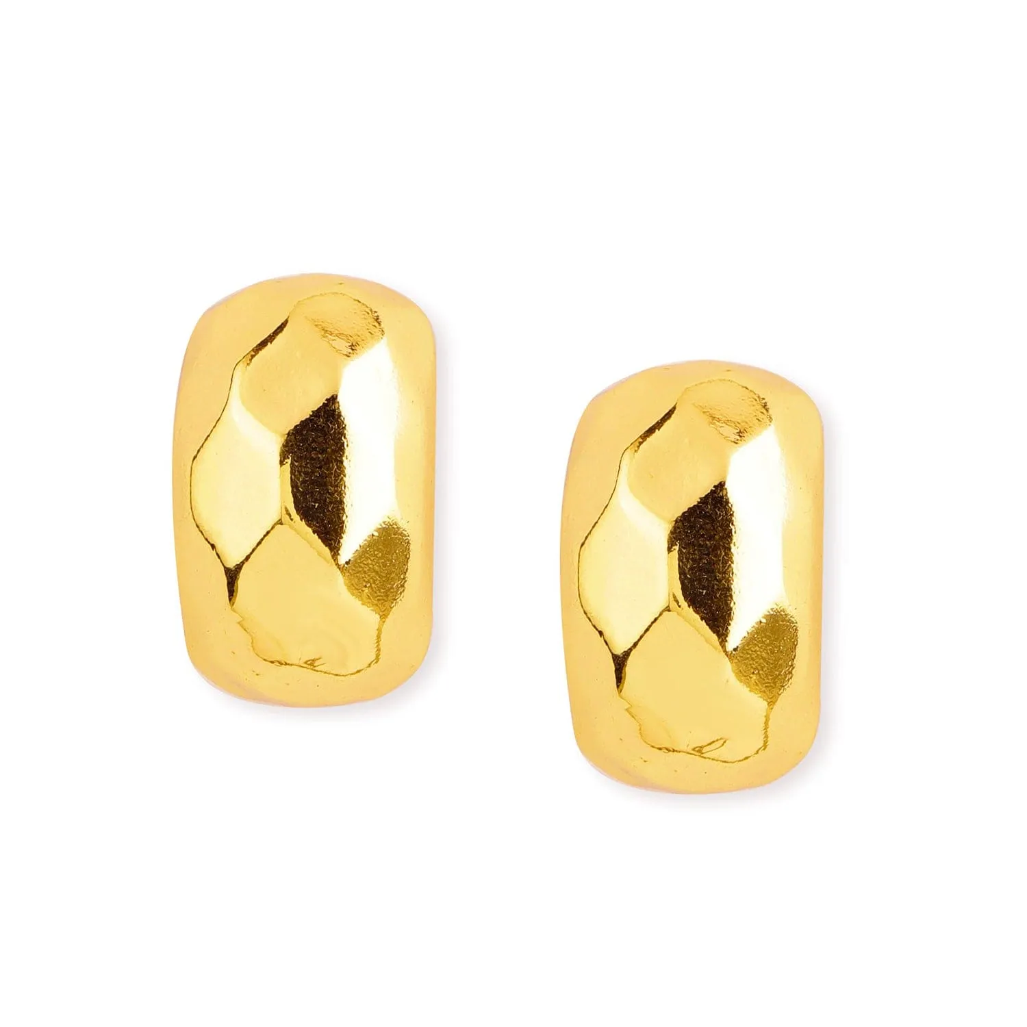 Rubans 18K Gold Plated Geometric Half Hoop Earrings with Sophisticated Polished Finish