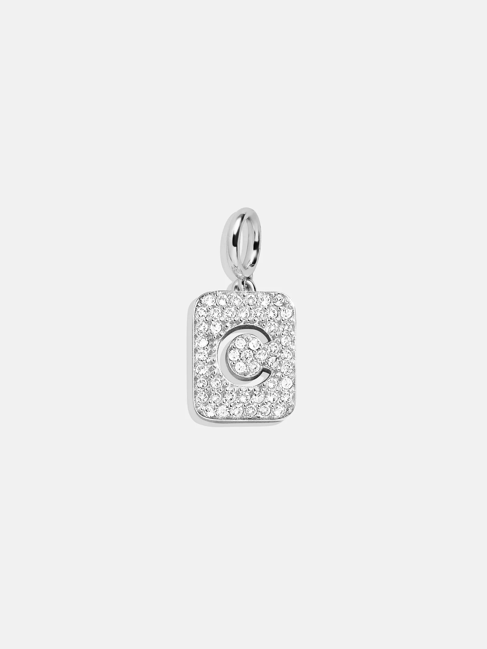 Silver Block Pave Cluster Charm - C