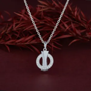 Silver Circle Pendant Necklace for Women