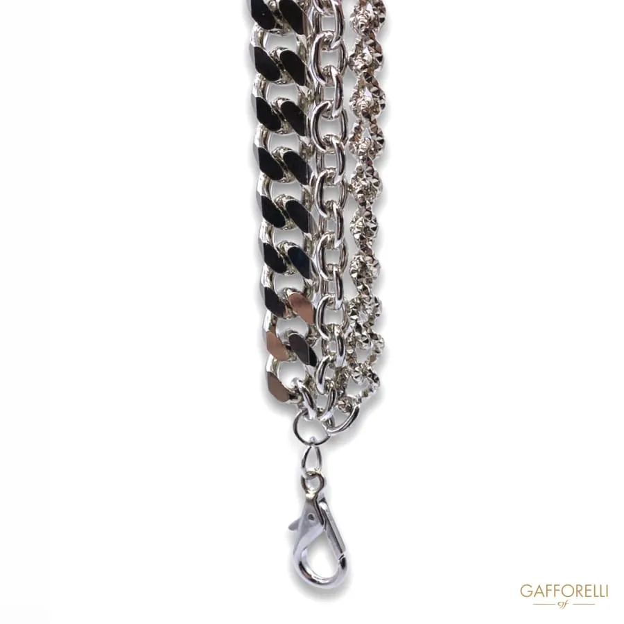 Silver-colored Steel Bracelet Composed of Three Different Chains Platinum 02 - Gafforelli Srl