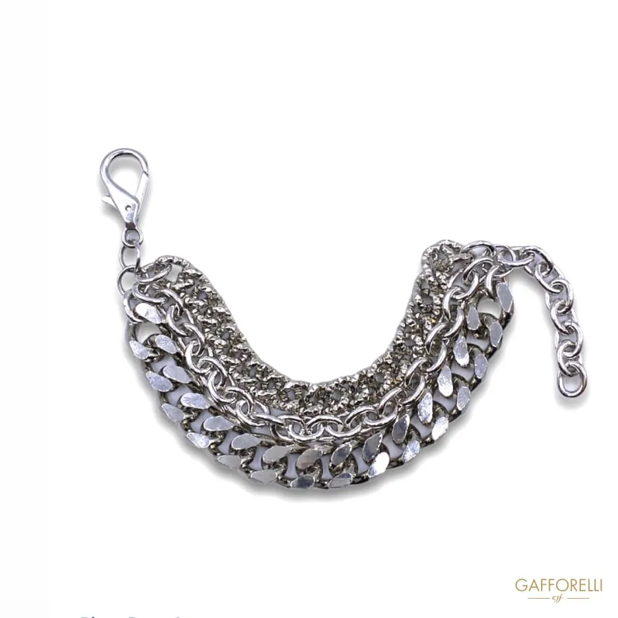 Silver-colored Steel Bracelet Composed of Three Different Chains Platinum 02 - Gafforelli Srl