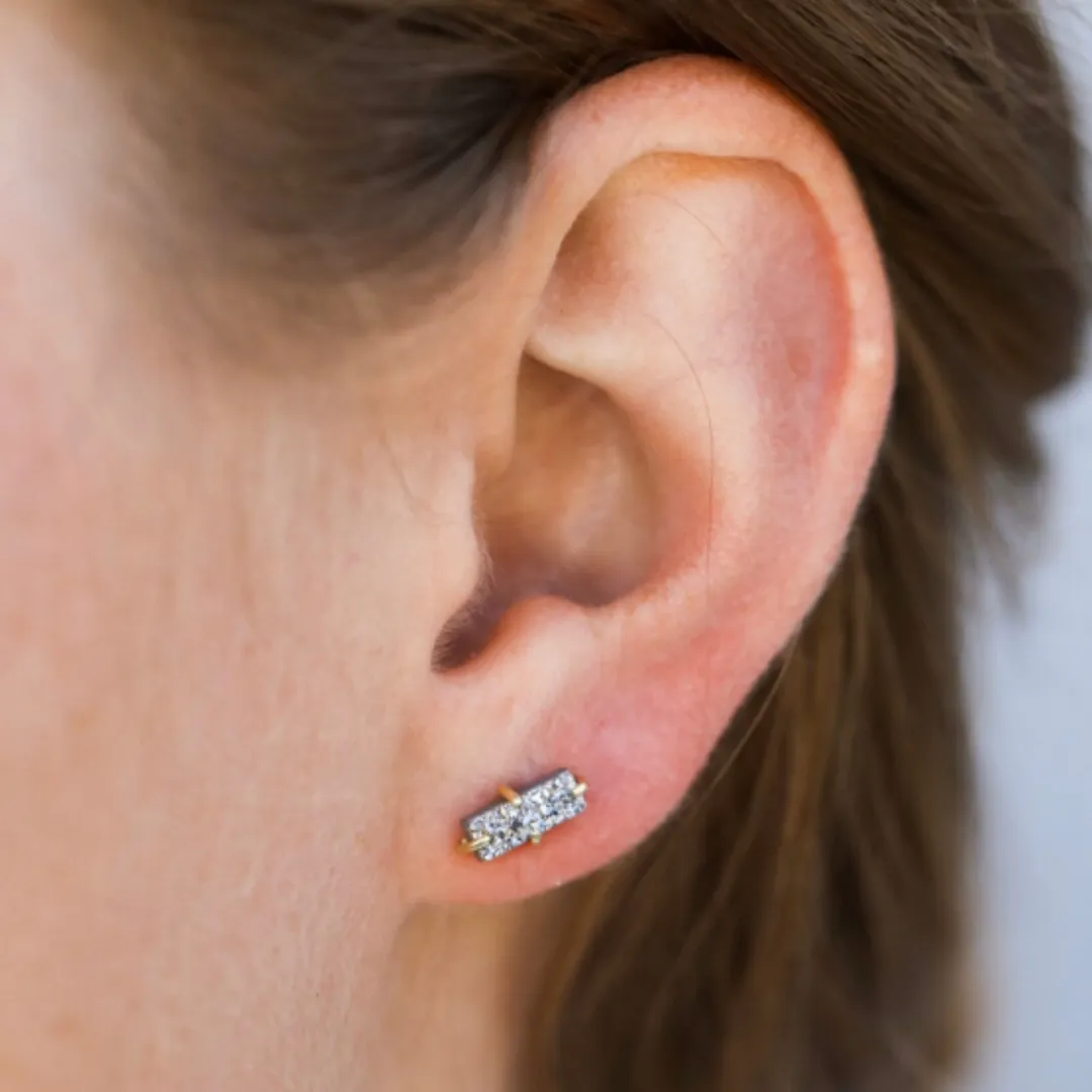 Silver Druzy Bar Studs