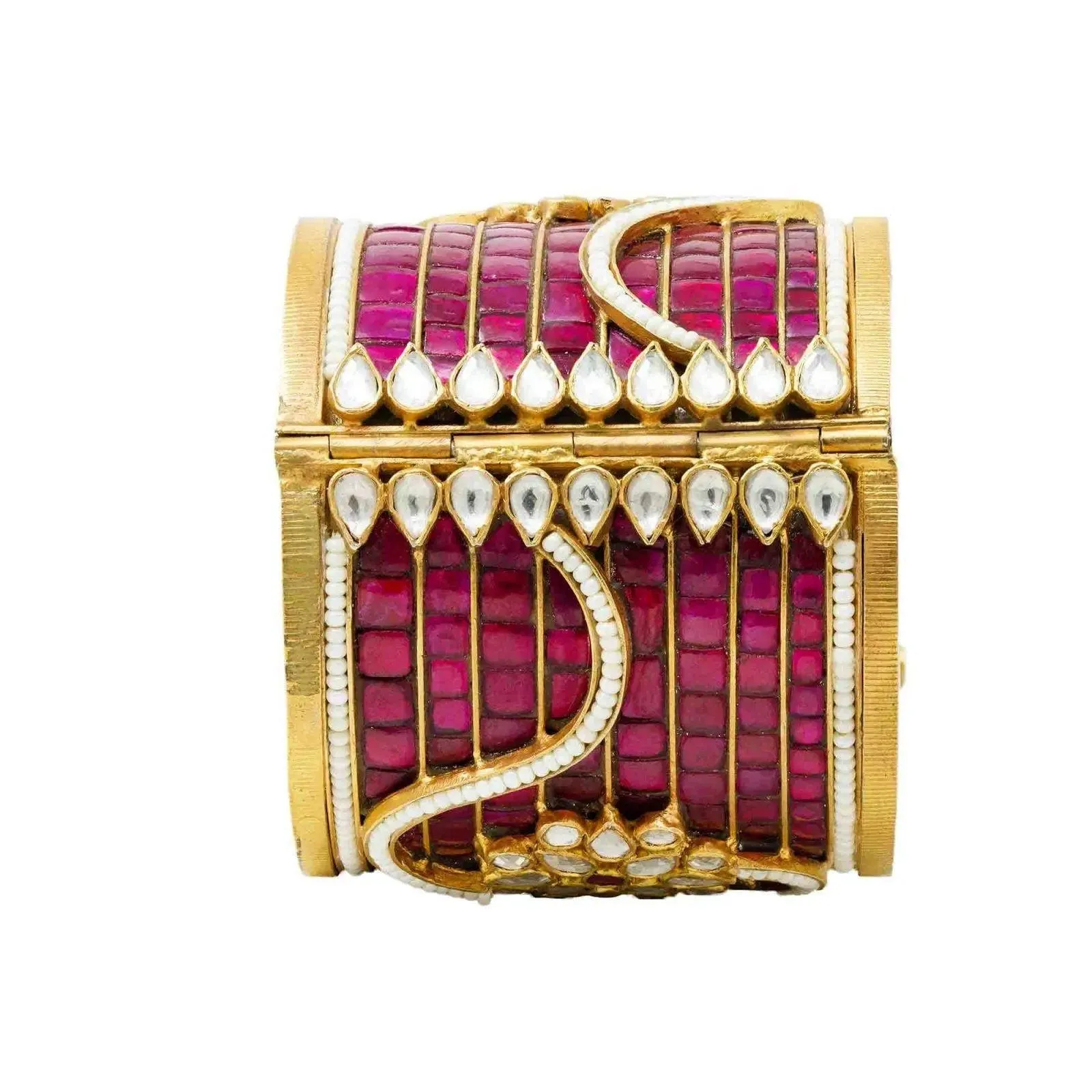 Silver gold plated pink jadau bangle