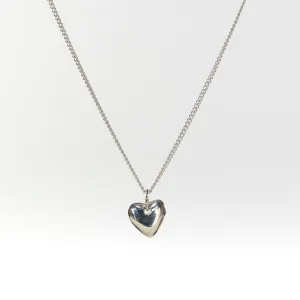 Silver Heart Puff Necklace