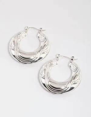 Silver Organic Lines Hoop Earrings