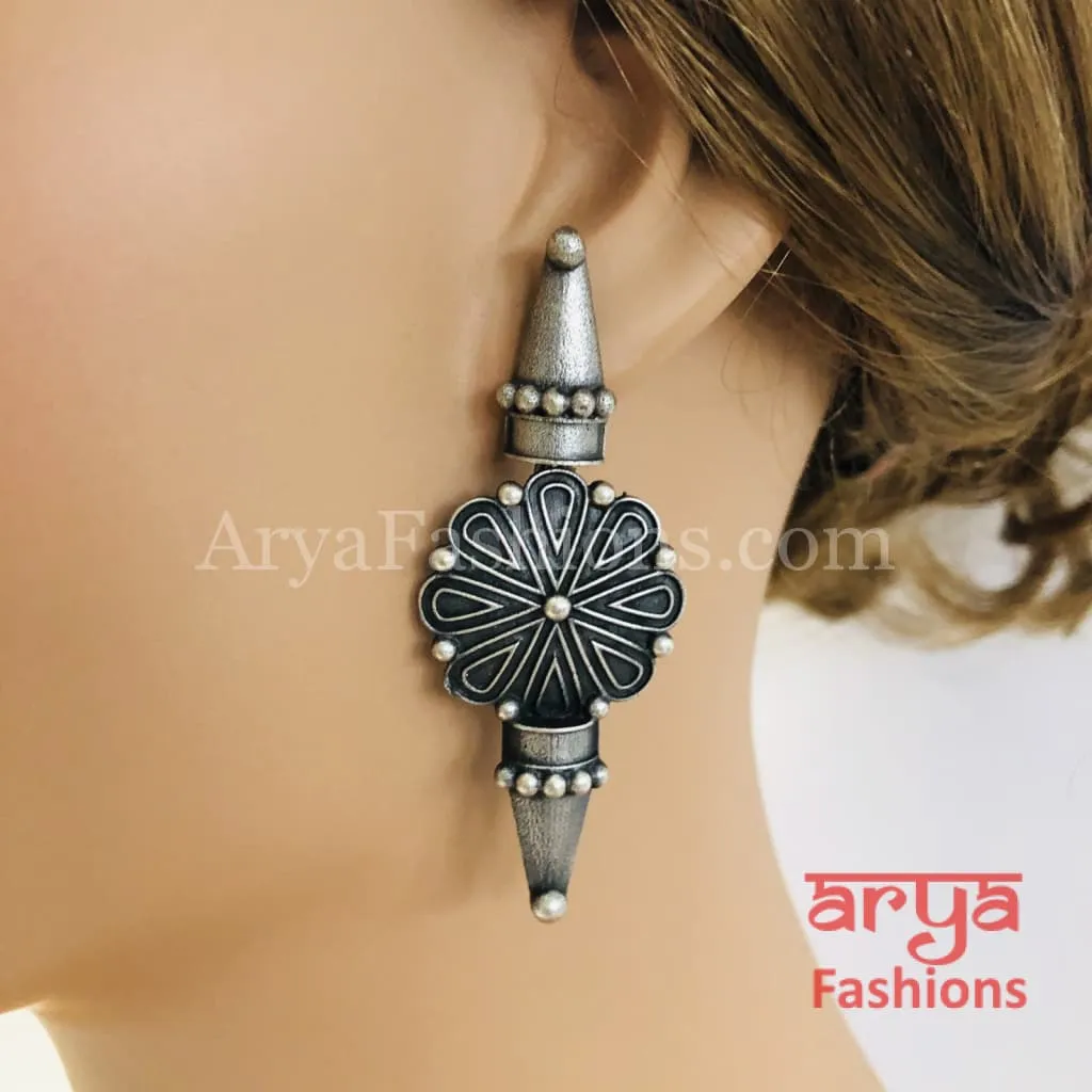 Silver Oxidized Earrings, Indian Trendy Earrings