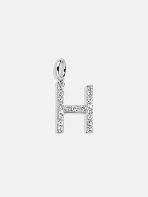 Silver Pave Initial Cluster Charm - H