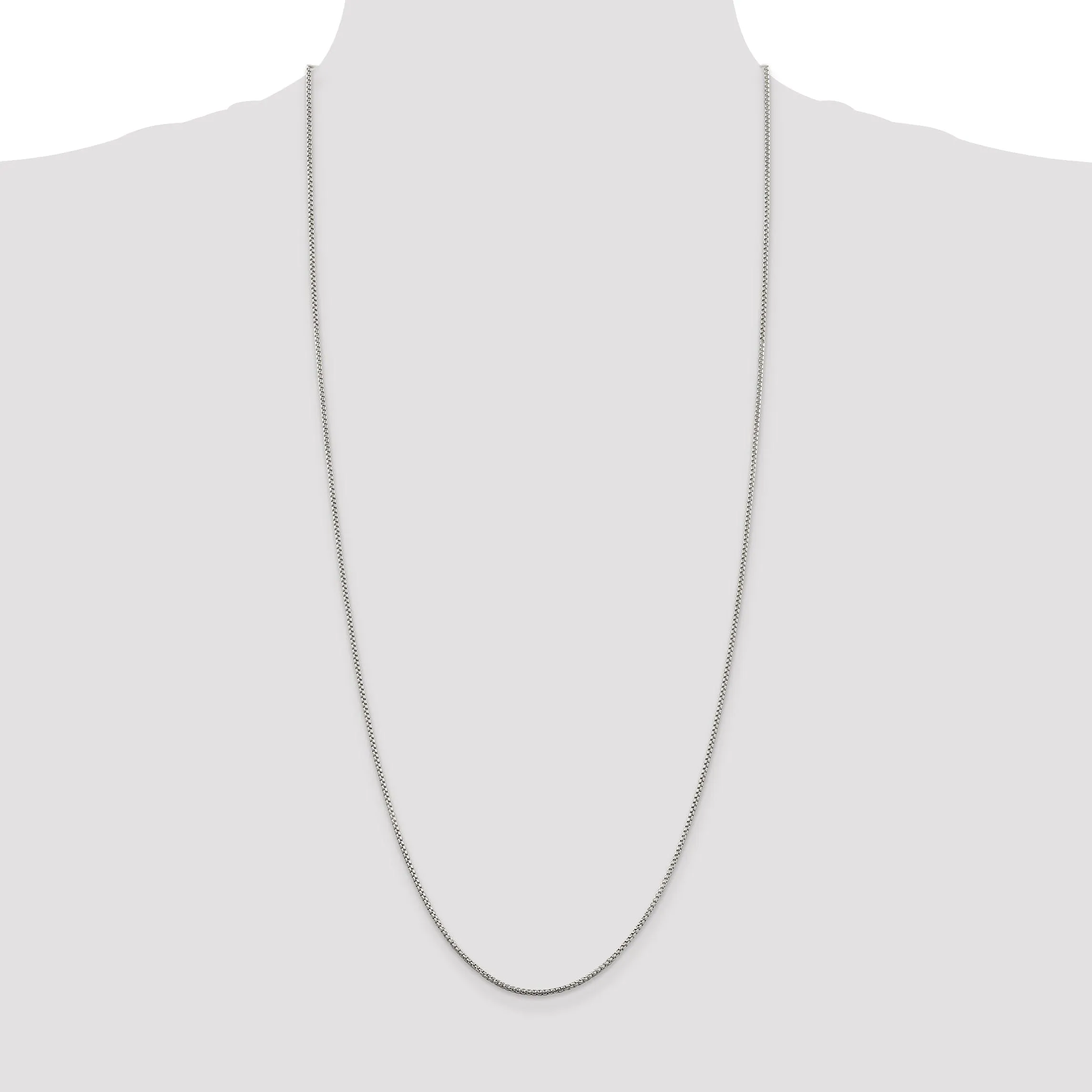 Silver Polished 1.50-mm Half Round Box Chain