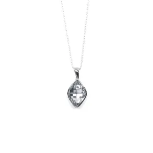 Silver Rhombus Shaped Crystal Necklace