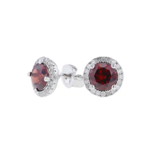 Silver Sprinkle Garnet & Diamond Earrings