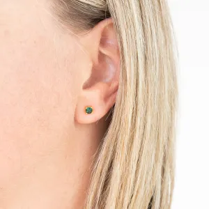 Simple Sterling Silver Studs - Green Zirconia