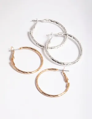 Simple Twist Hoop Earrings Pack