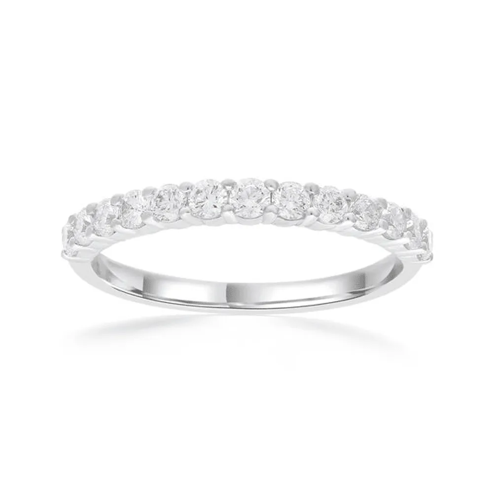 Single Row Dress Ring with 1/2ct of Laboratory Grown Diamonds in Sterling Silver and Platinum