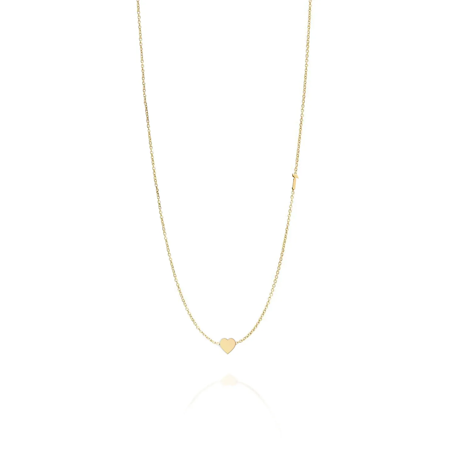 Small Hebrew letter Necklace With Gold Heart