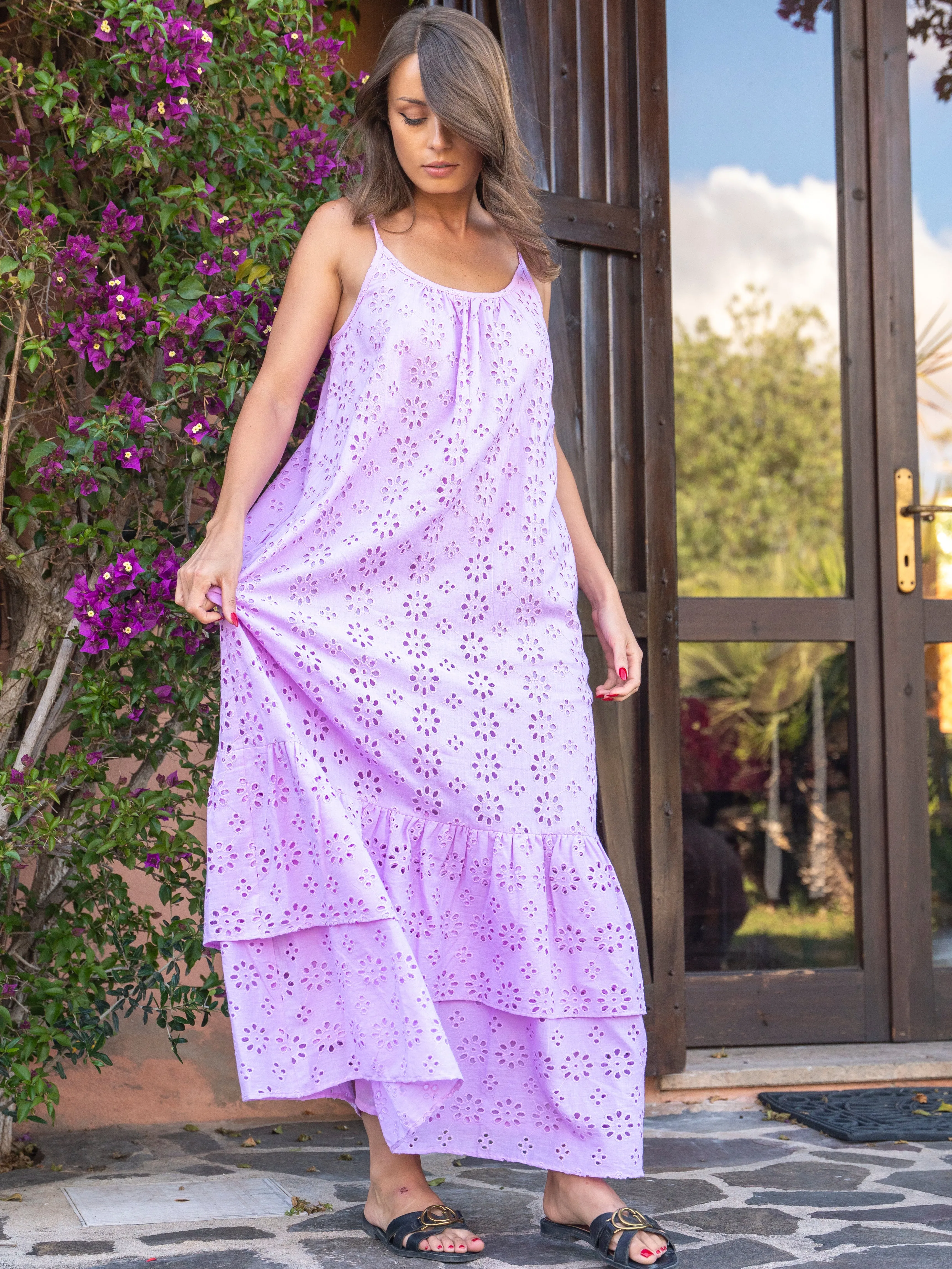 ‘SOUL BEACH’ BRODERIE ANGLAISE SUNDRESS IN LILAC